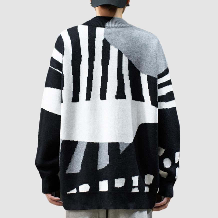 Strickpullover mit Farbblock-Print
