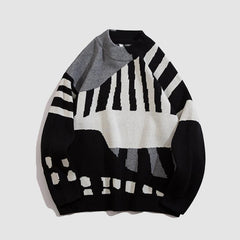Strickpullover mit Farbblock-Print