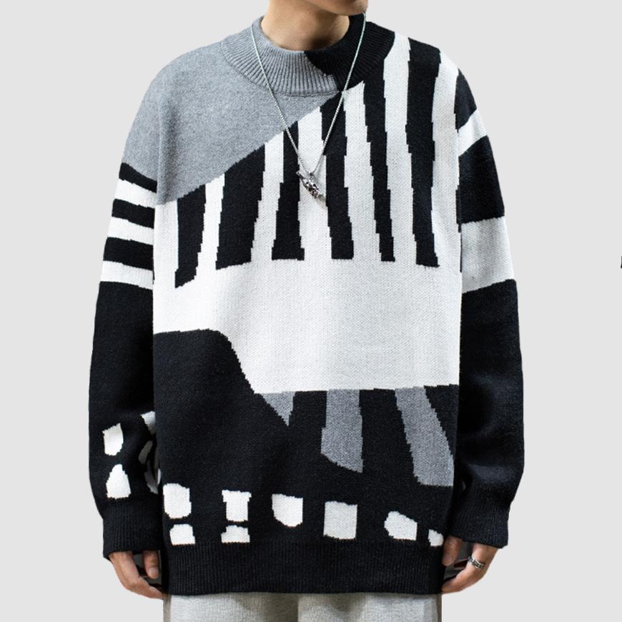 Strickpullover mit Farbblock-Print