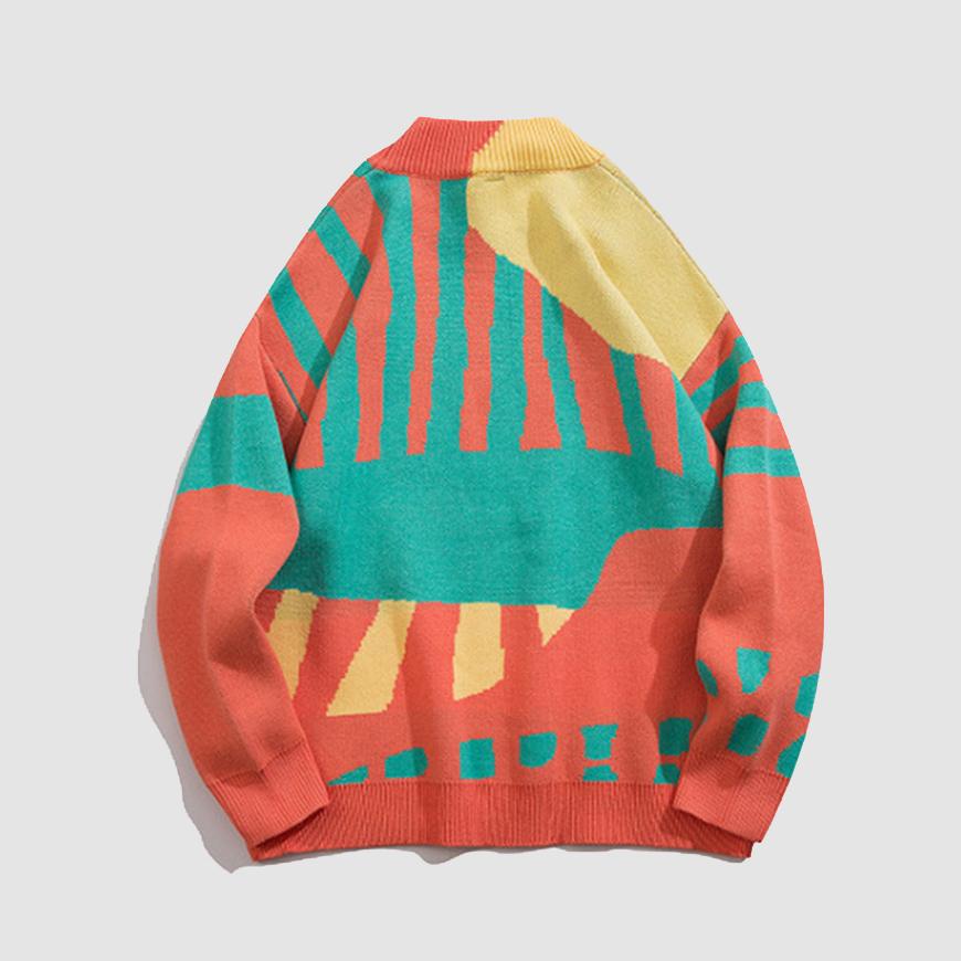 Strickpullover mit Farbblock-Print