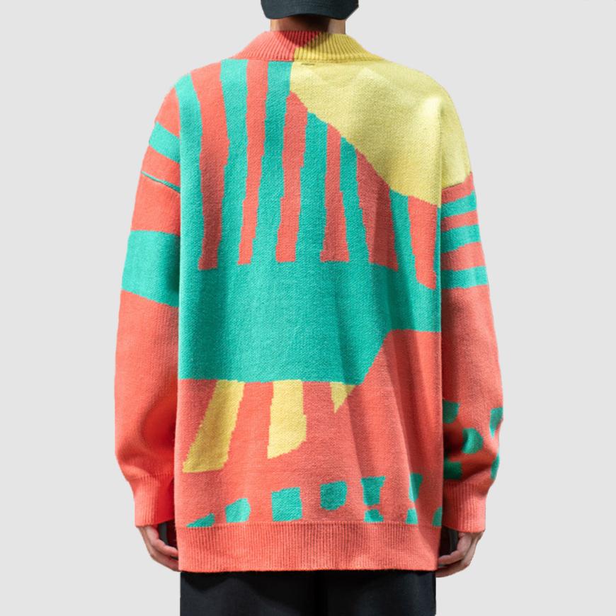Strickpullover mit Farbblock-Print