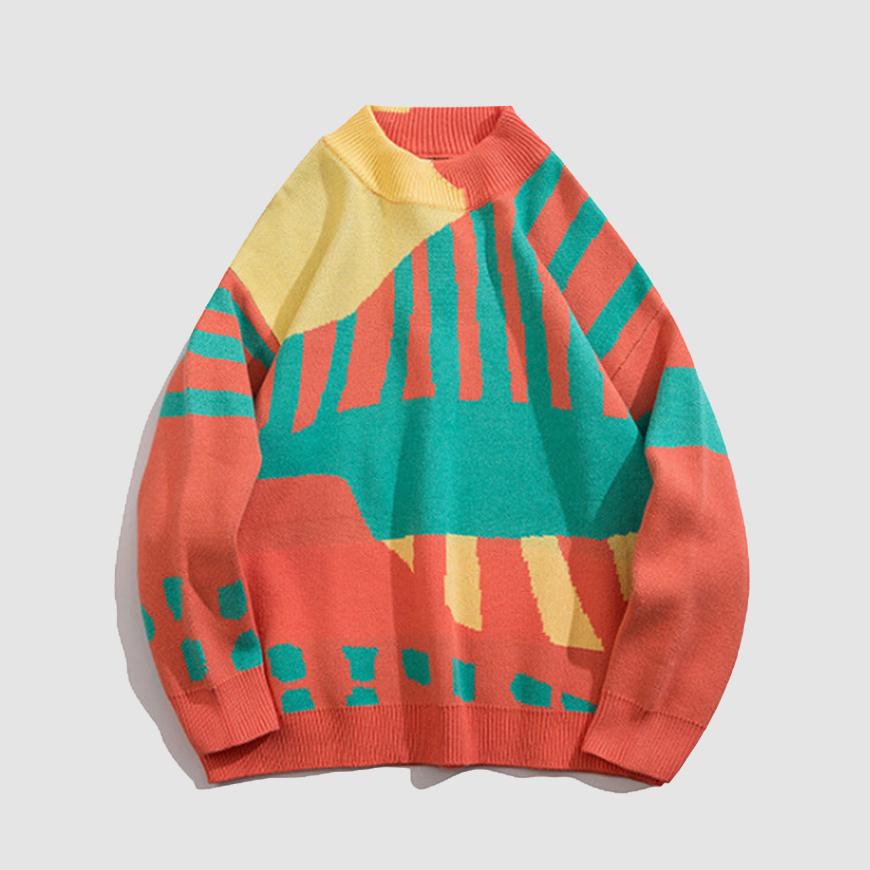 Strickpullover mit Farbblock-Print