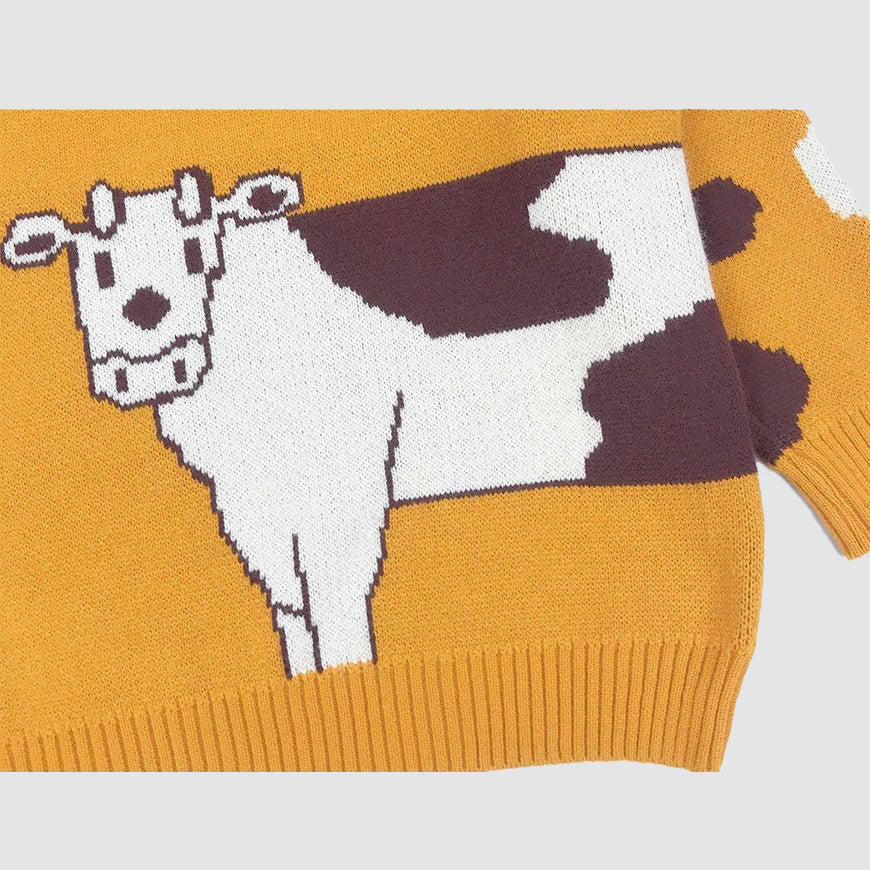 Cow Print Knitted Sweater