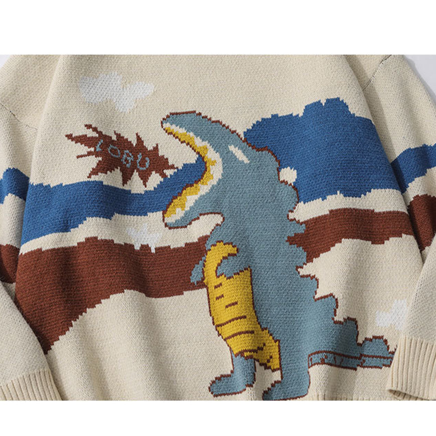 Dinosaur Knitted Print Sweater