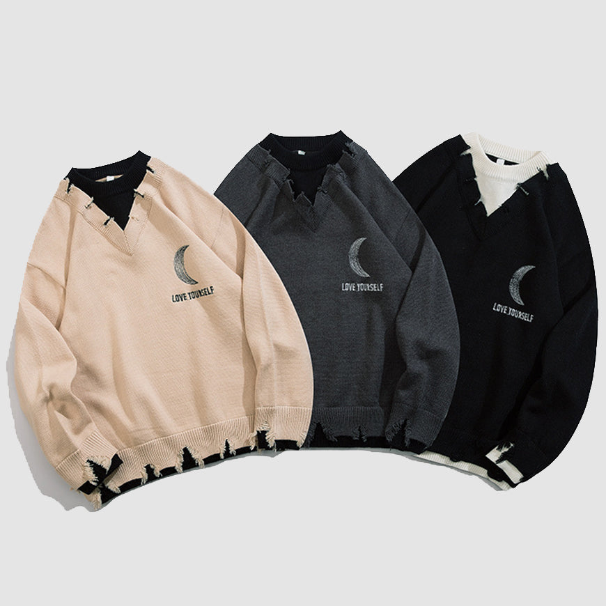 Süßer Vintage False Zweiteiler Pullover