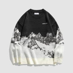 Snow Mountain Print Sweater