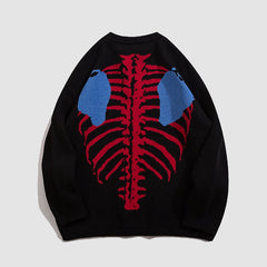 Skeleton Print Knitted Print Sweater