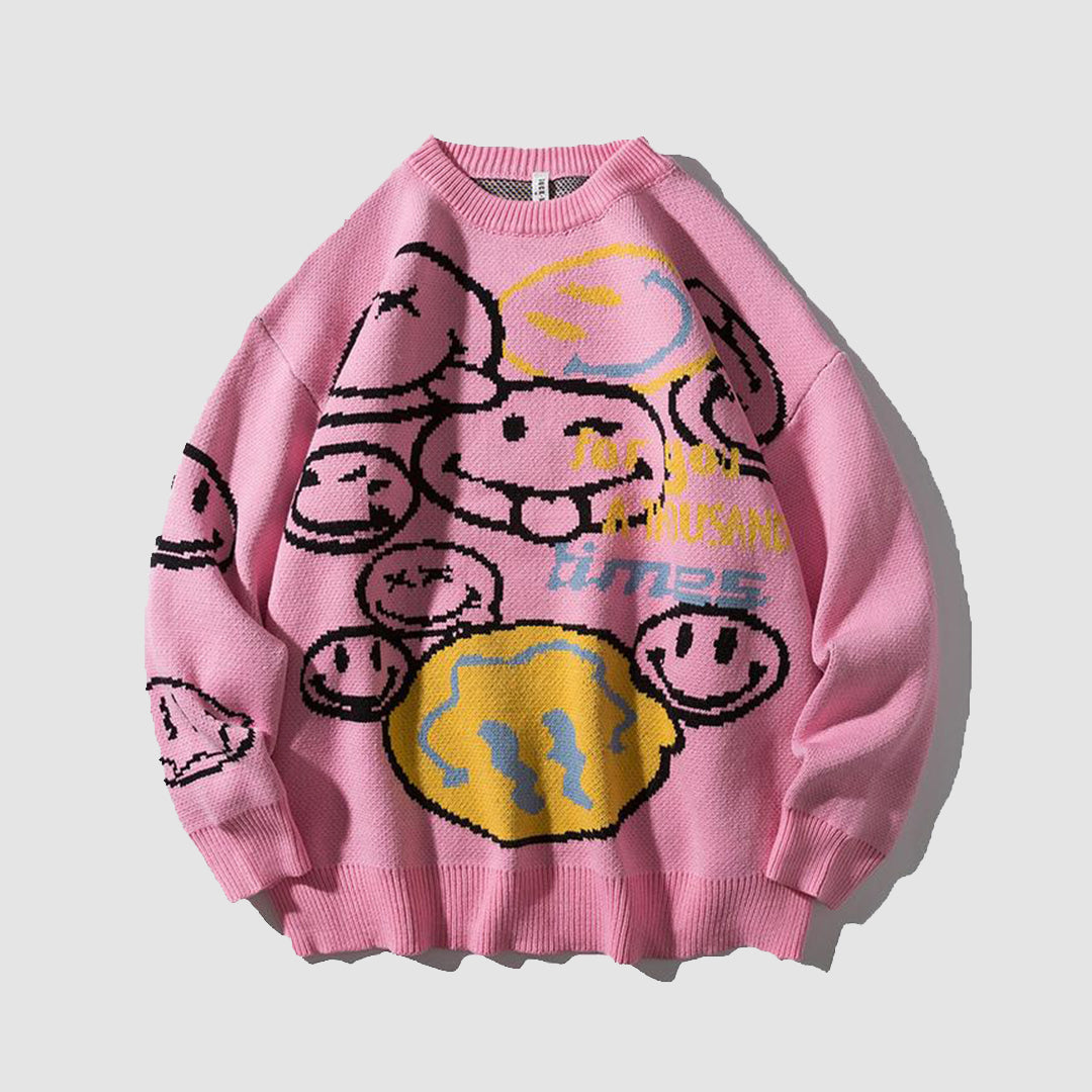 Pullover mit Smiley-Print