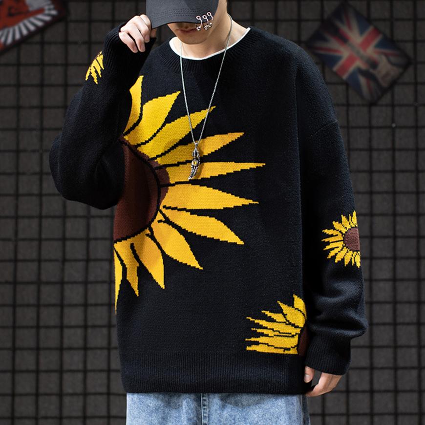 Sonnenblumen-Strick-Sweatshirt