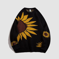 Gestricktes Sweatshirt mit Sonnenblumenmuster