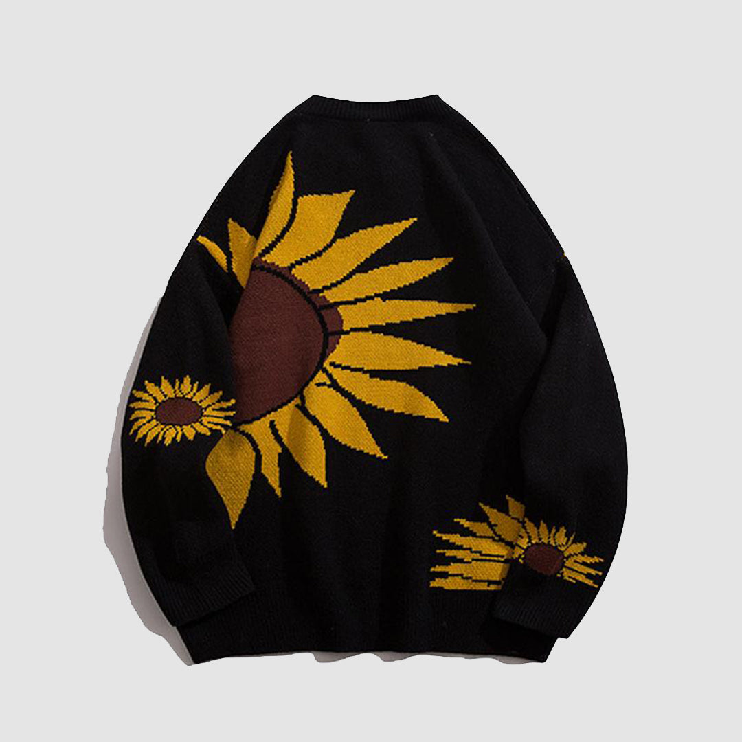 Sonnenblumen-Strick-Sweatshirt