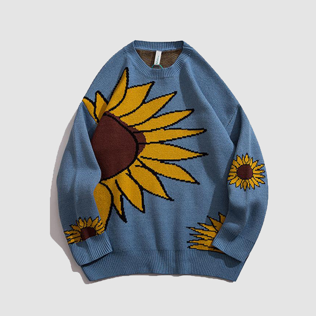 Sonnenblumen-Strick-Sweatshirt