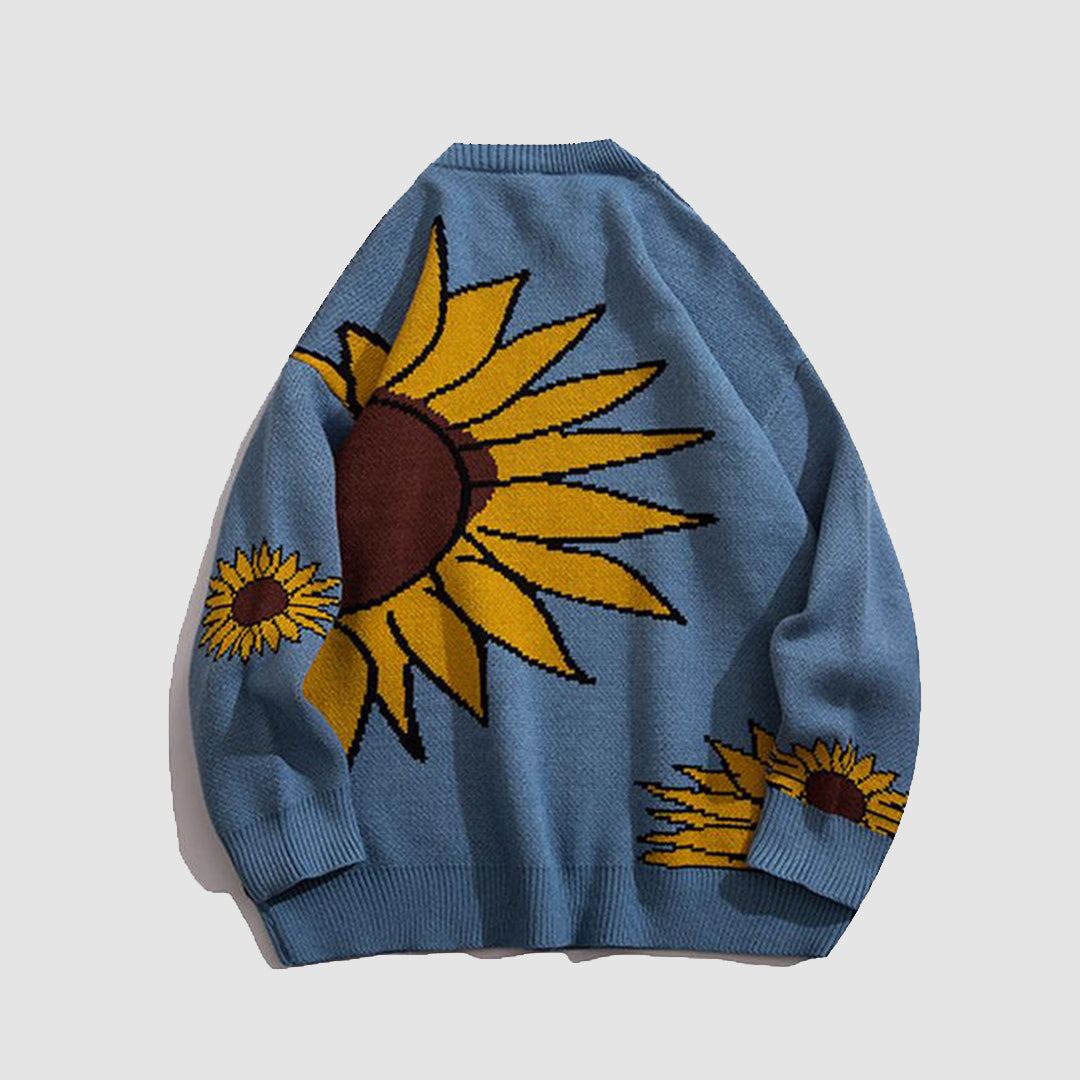 Sonnenblumen-Strick-Sweatshirt