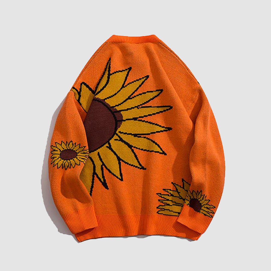 Sonnenblumen-Strick-Sweatshirt