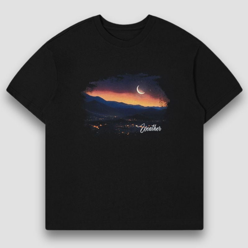 Camiseta con estampado de puesta de sol