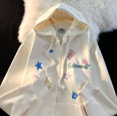 Street Chic Vintage Star Embroidered Hoodie