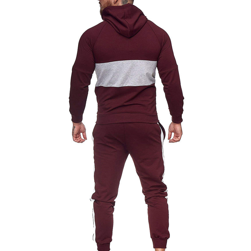 Conjunto deportivo de dos piezas con bloques de color para hombre en otoño