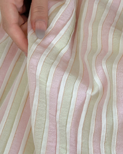 Logan Modern Pleated Striped Bedding Set - Pink