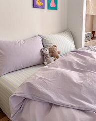 Chloe Pastel Candy Cotton Bedding Set - Purple