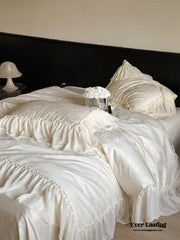 Airy Silky Floral Lace Bedding Set