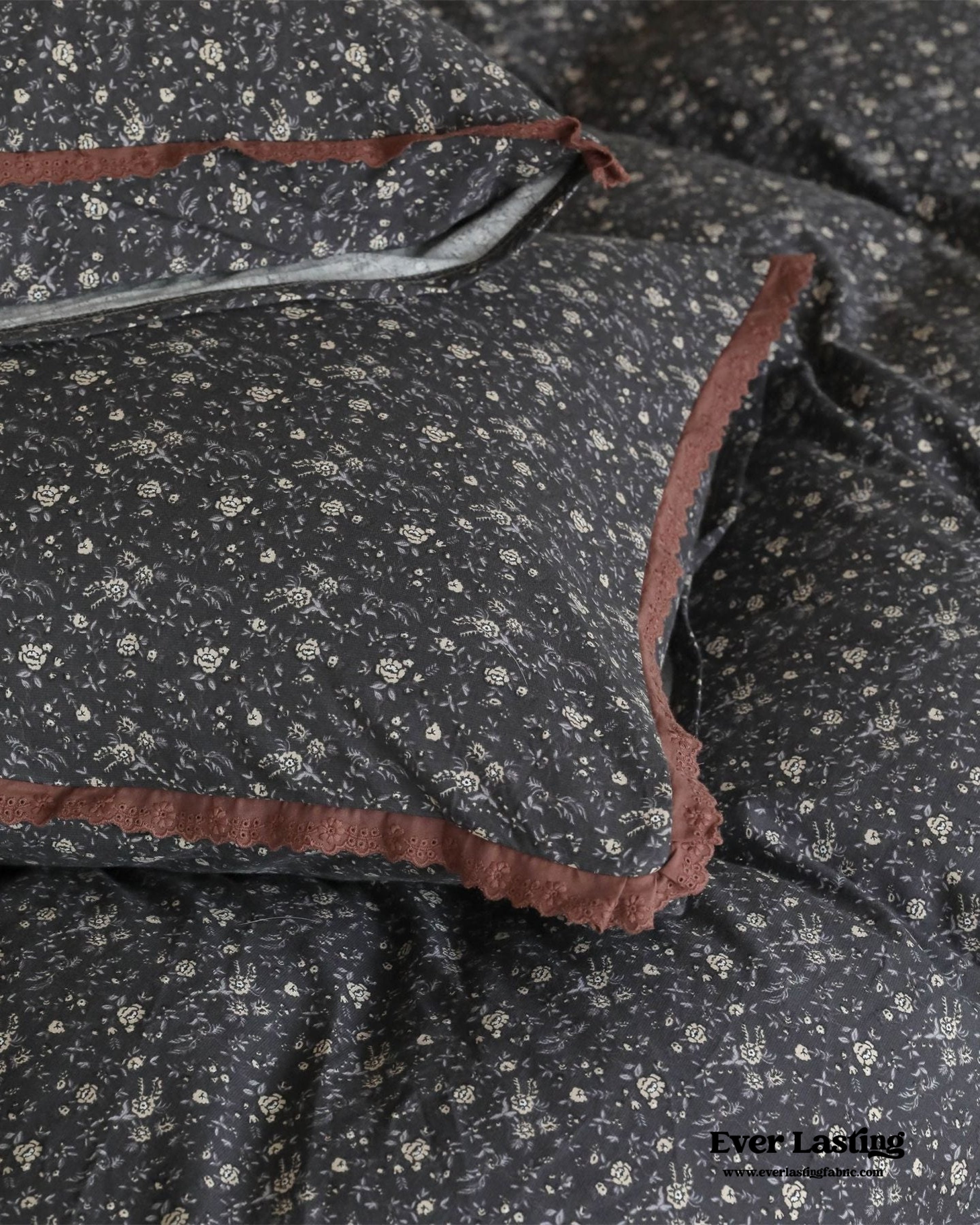 Anaya Rose French Vintage Bedding Set - Black + Brown