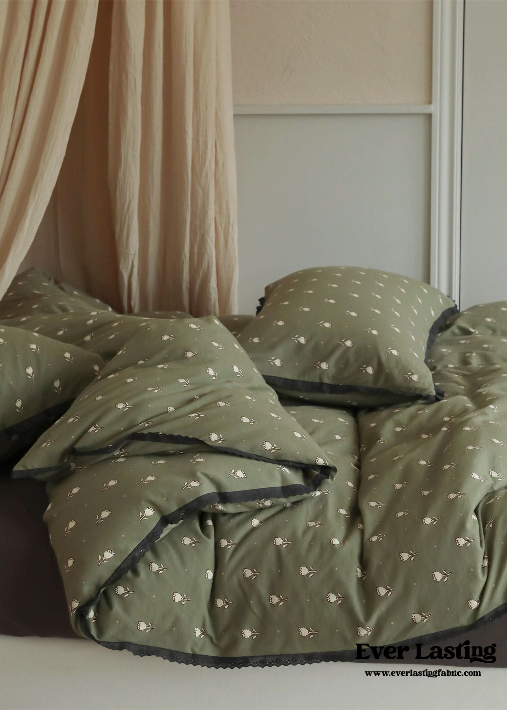 Anaya Rose French Vintage Bedding Set - Green + Brown