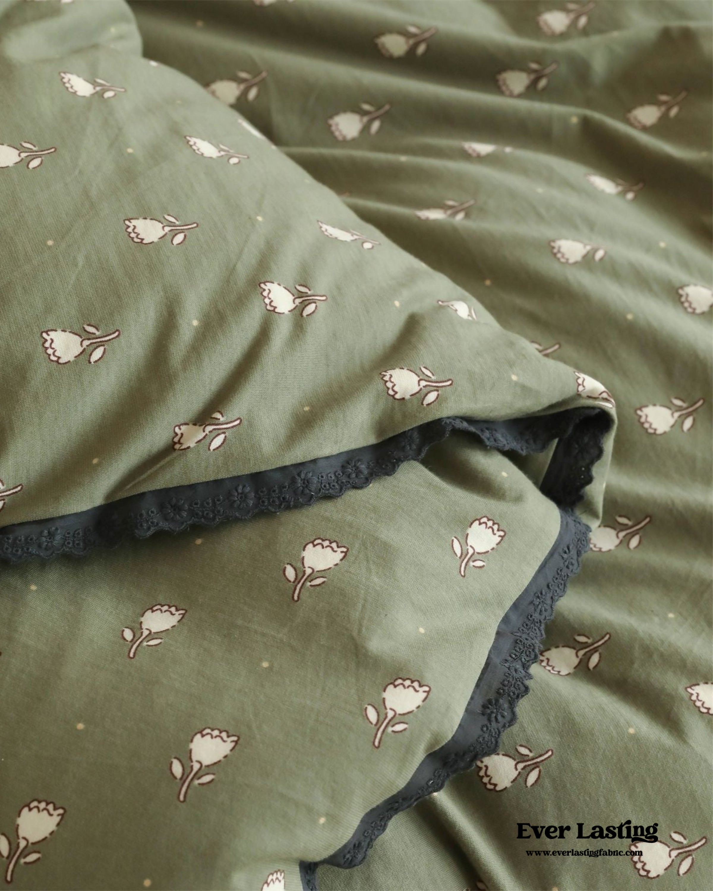 Anaya Rose French Vintage Bedding Set - Green + Brown