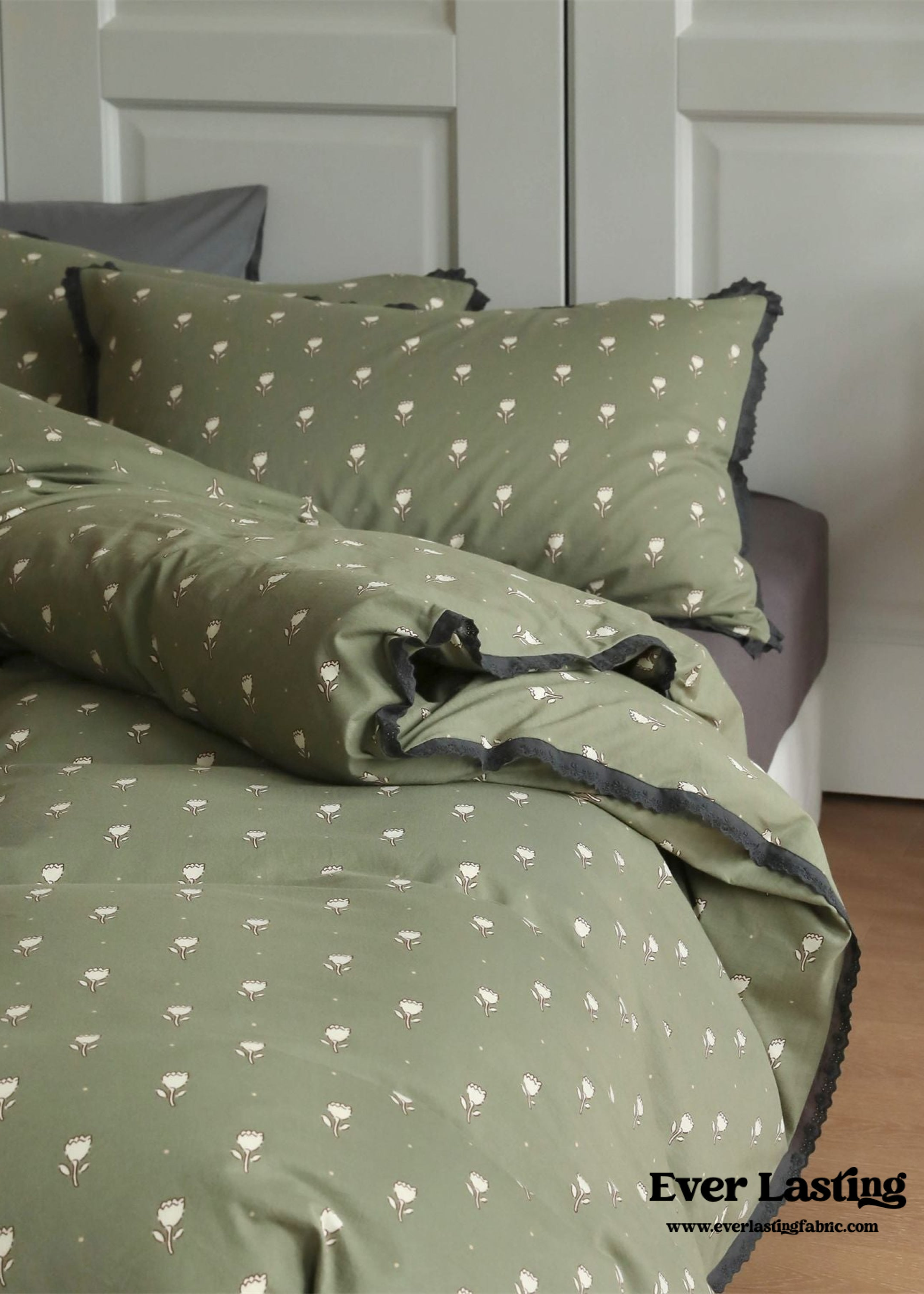 Anaya Rose French Vintage Bedding Set - Green + Brown