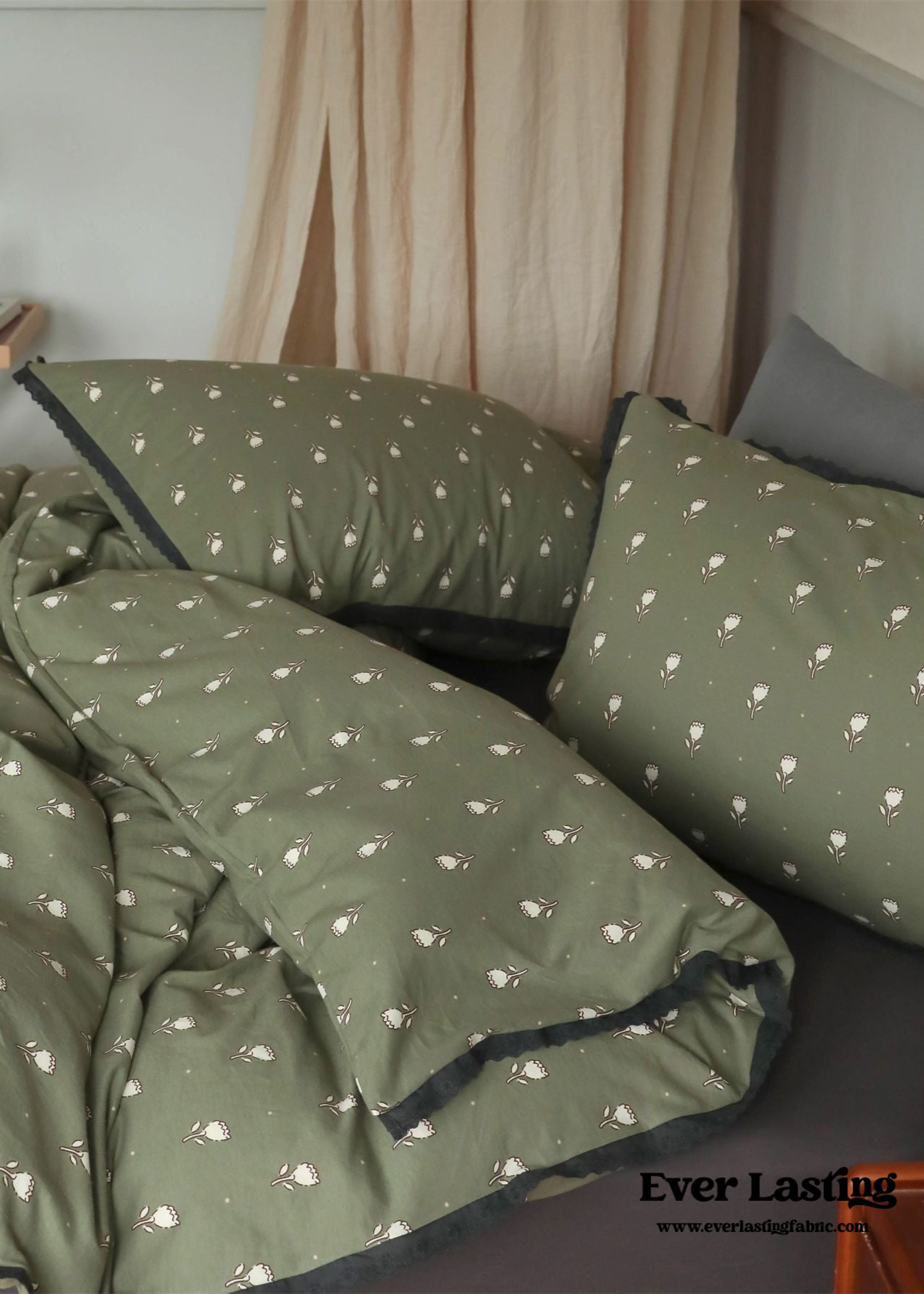 Anaya Rose French Vintage Bedding Set - Green + Brown
