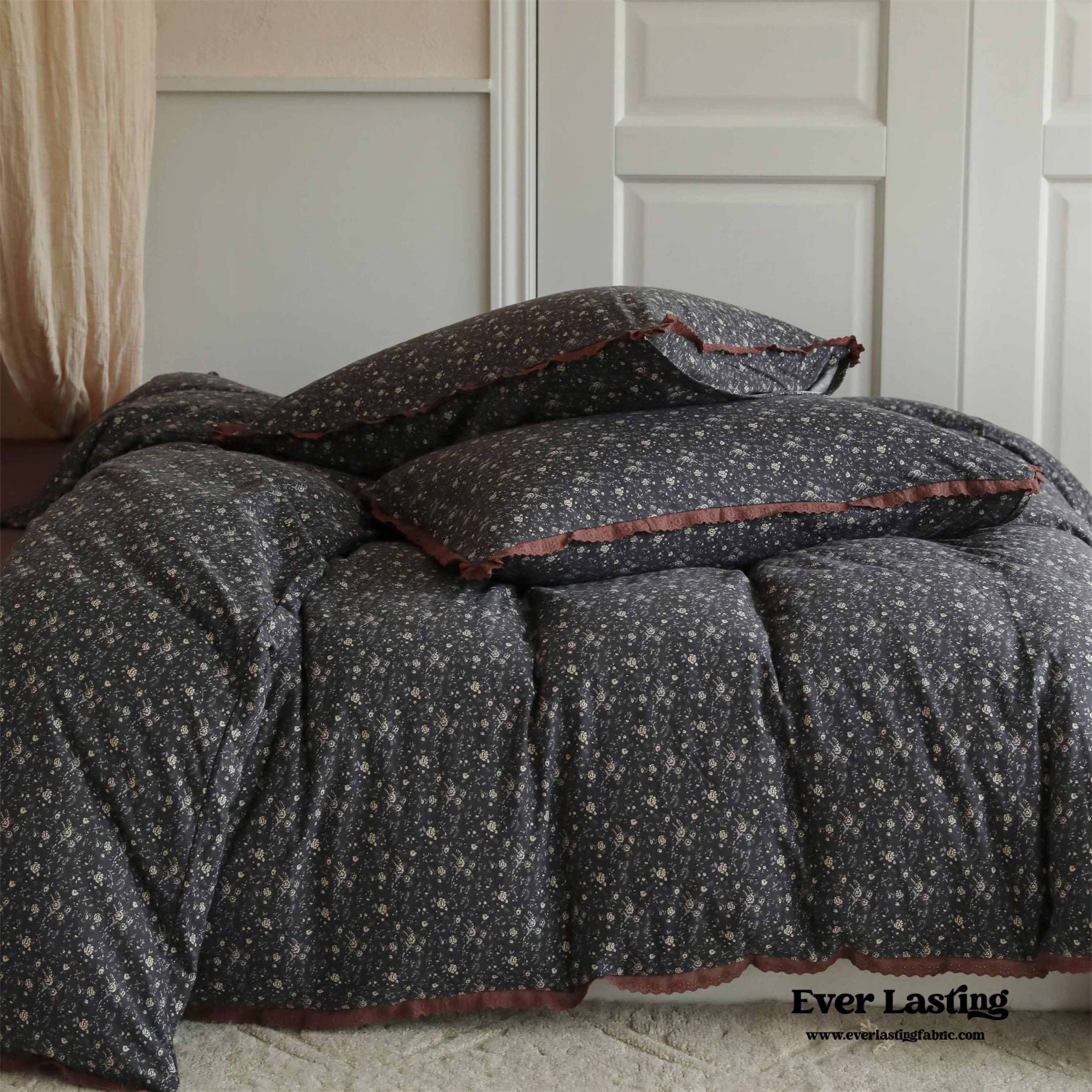 Anaya Rose French Vintage Bedding Set - Green + Brown