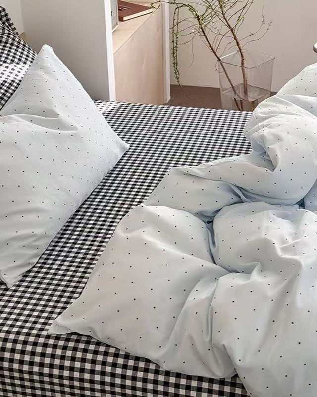 Chloe Pastel Candy Cotton Bedding Set - Pink Plaid