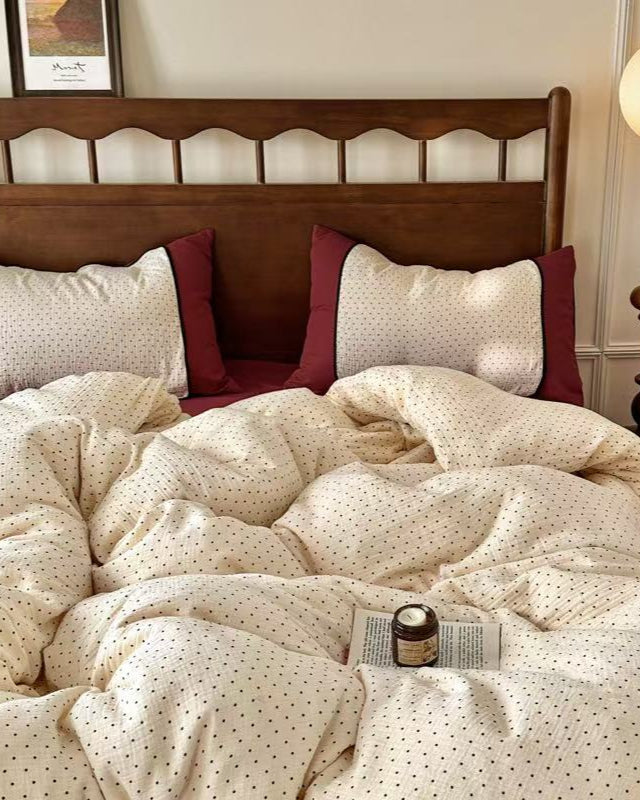 Camille French Polka Dot Bedding Set - Gray Dots