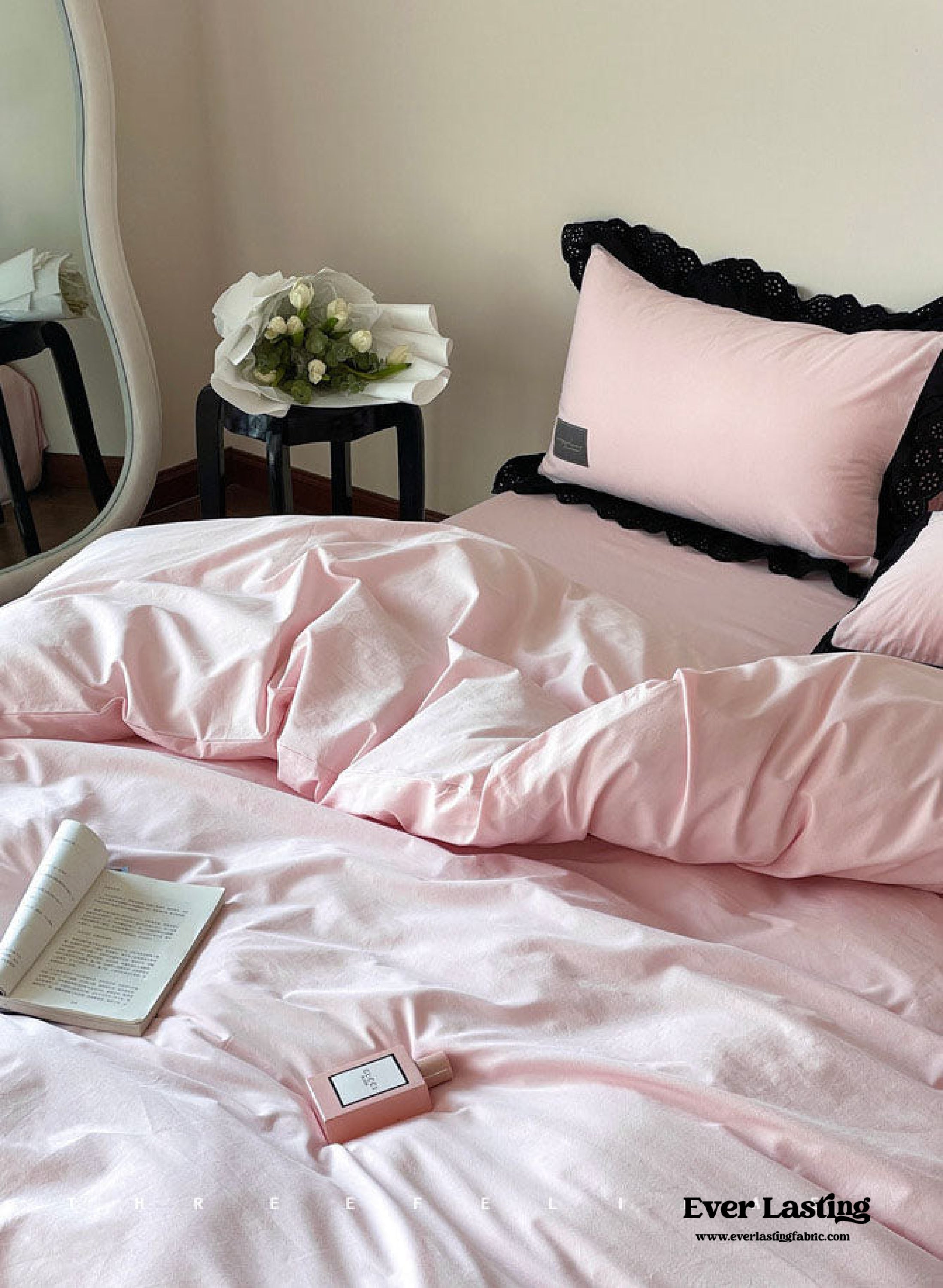 Black Lace Ruffle Bedding Set - Purple