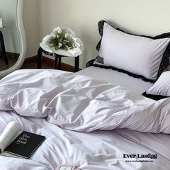 Black Lace Ruffle Bedding Set - Purple