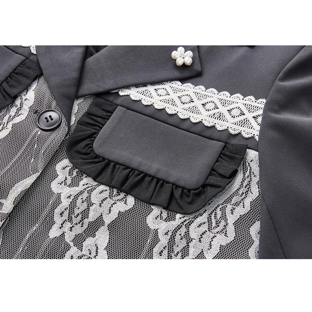 Blazer con costura de encaje
