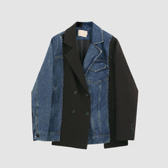 Blazer de mezclilla con empalmes irregulares