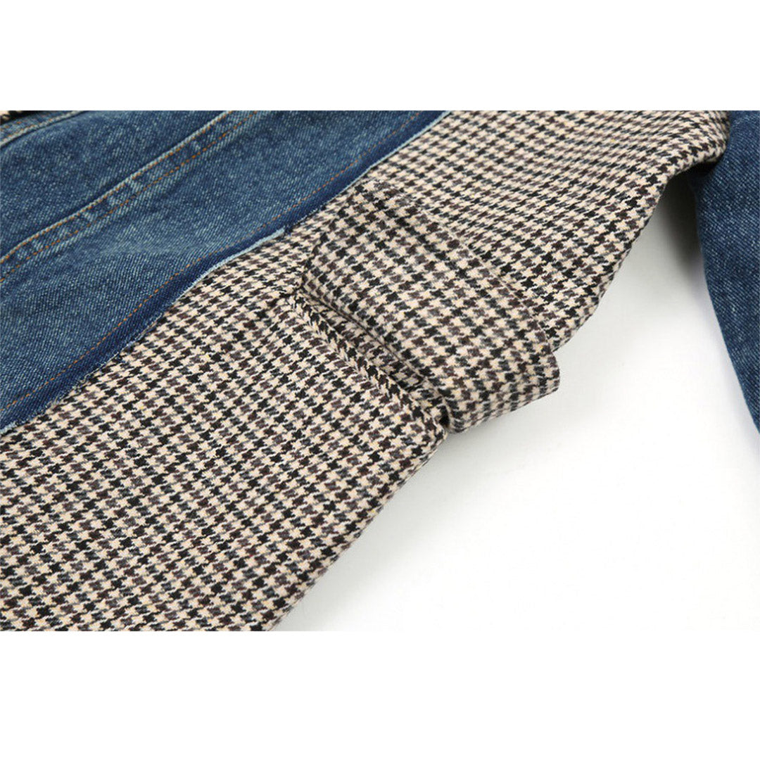 Blazer de mezclilla con empalmes irregulares
