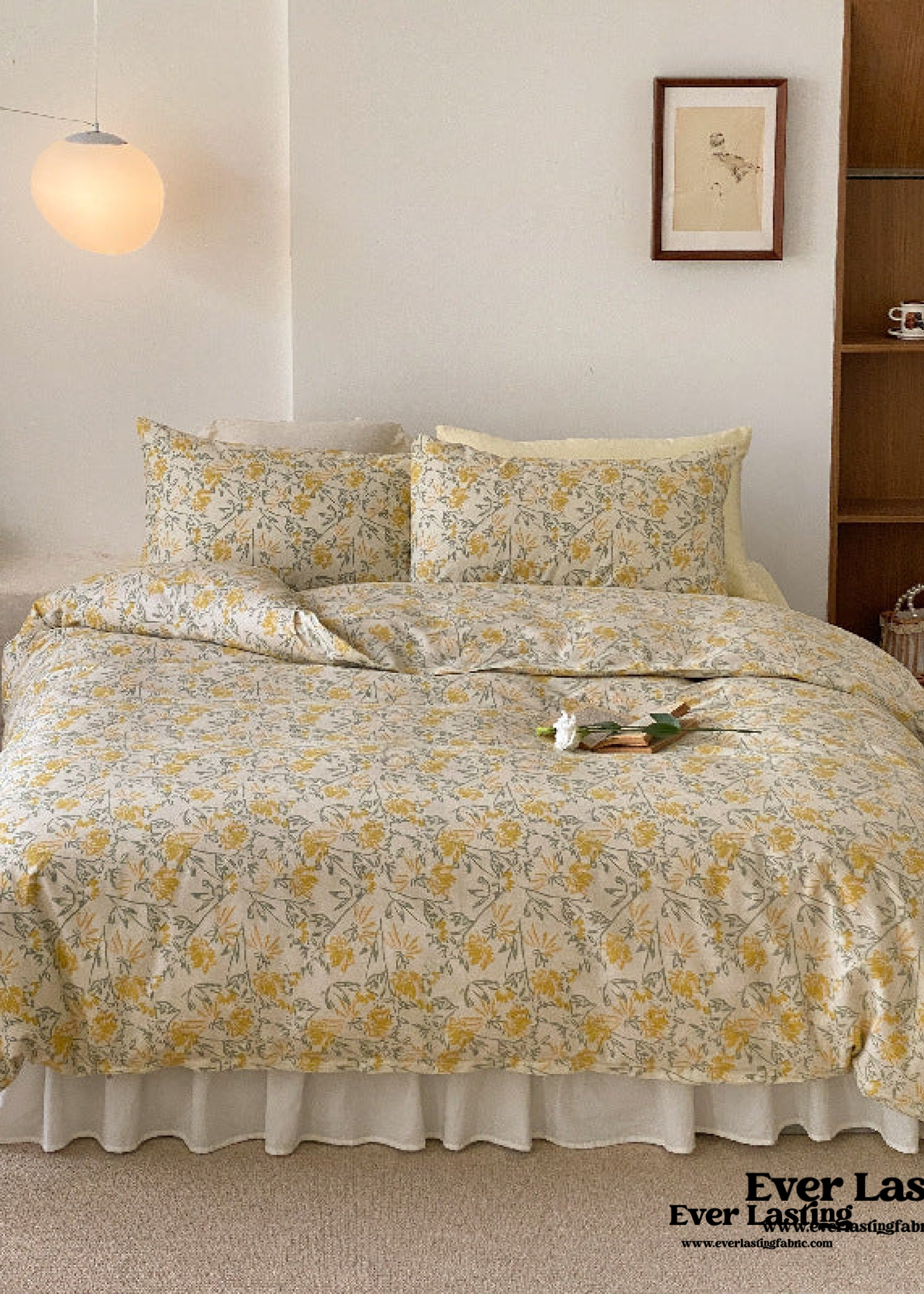 Blossom Floral Bedding Set - Cream Pink