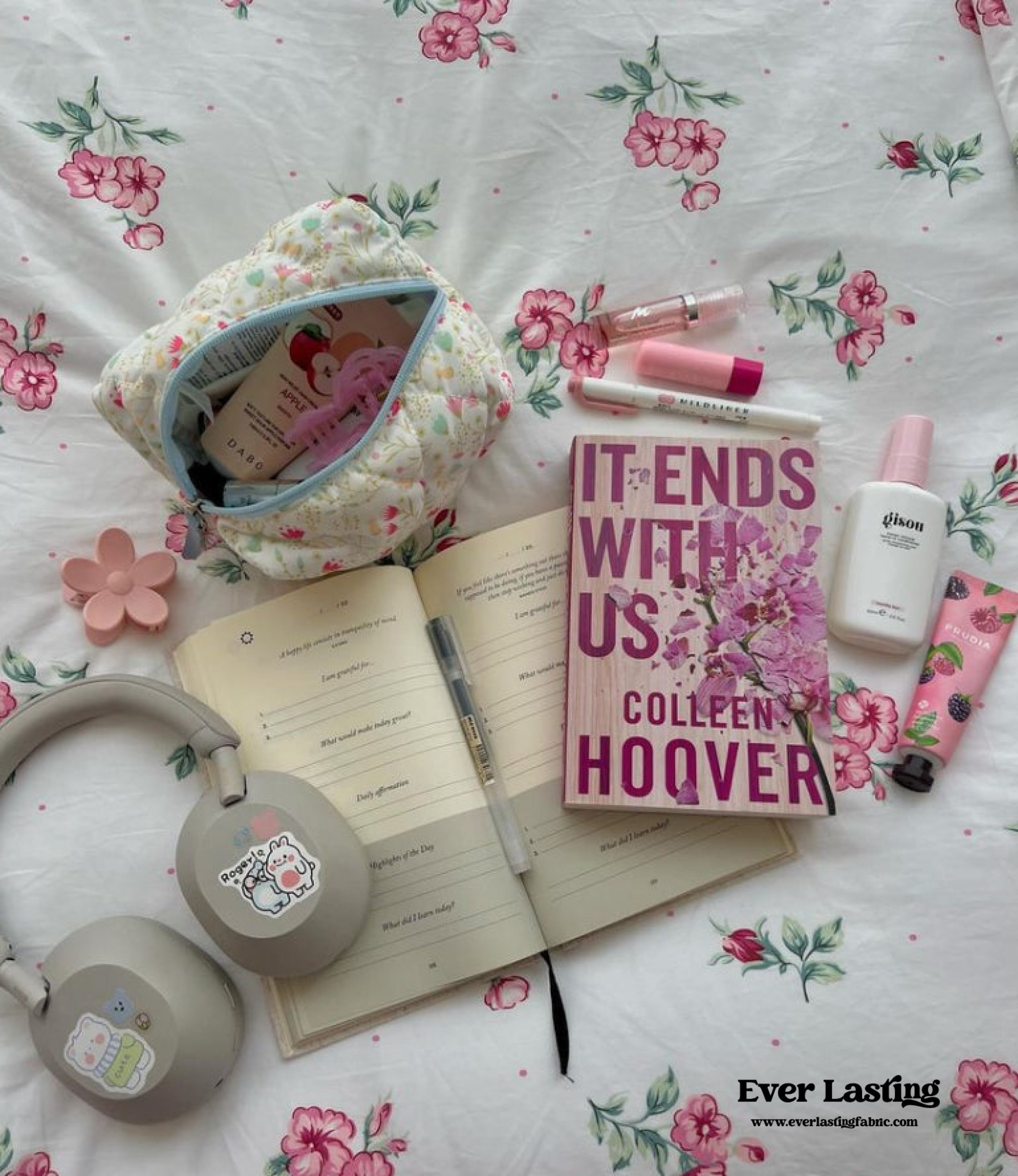 Blossom Floral Bedding Set - White Pink