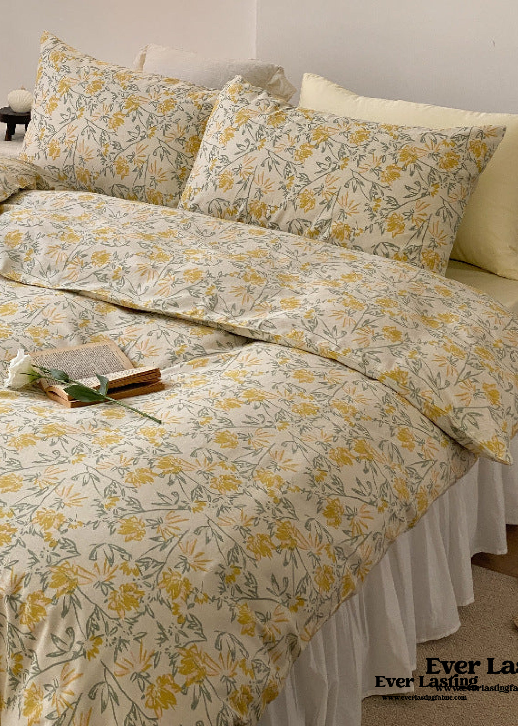Blossom Floral Bedding Set - White Pink