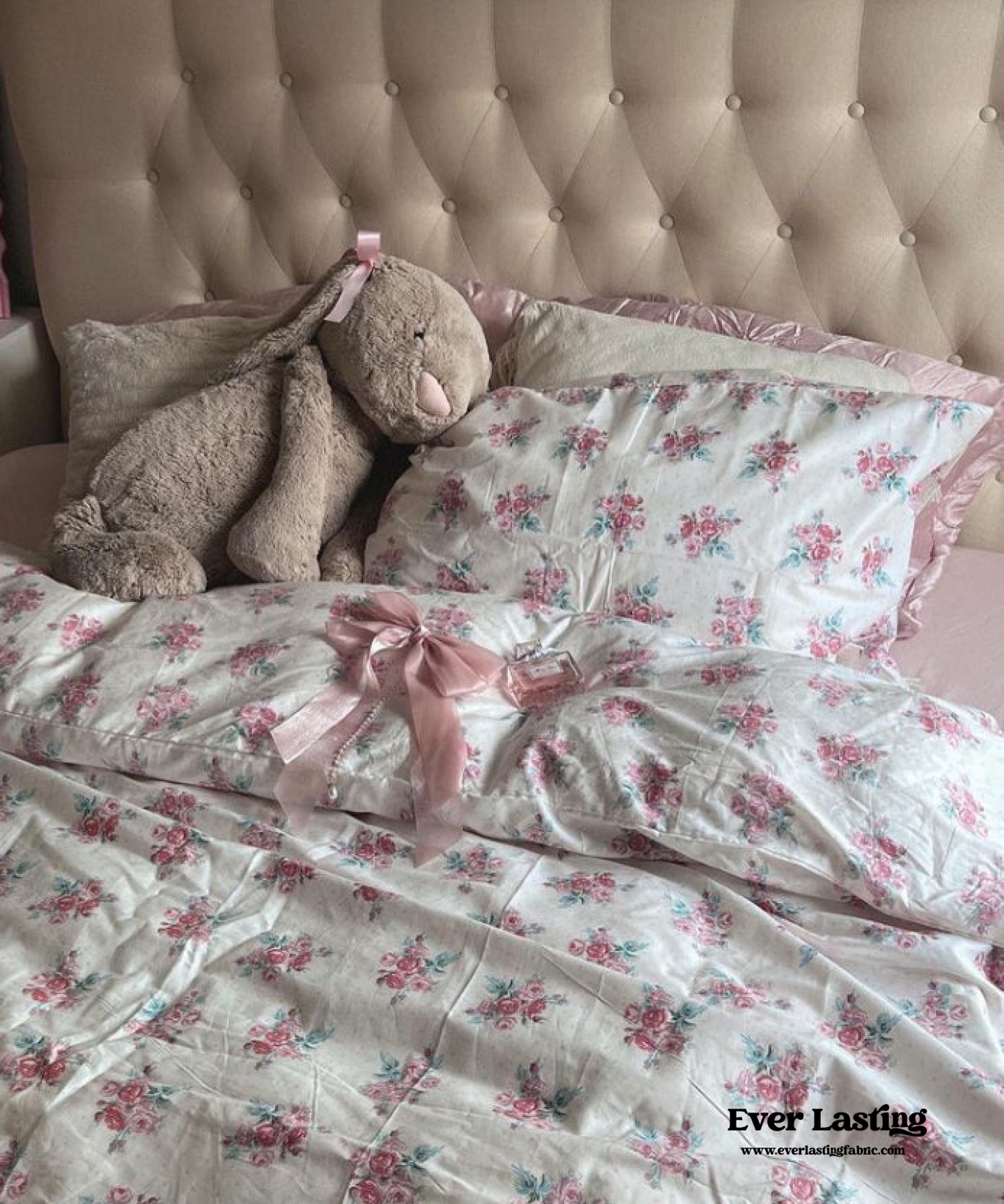 Blossom Floral Bedding Set - White Pink