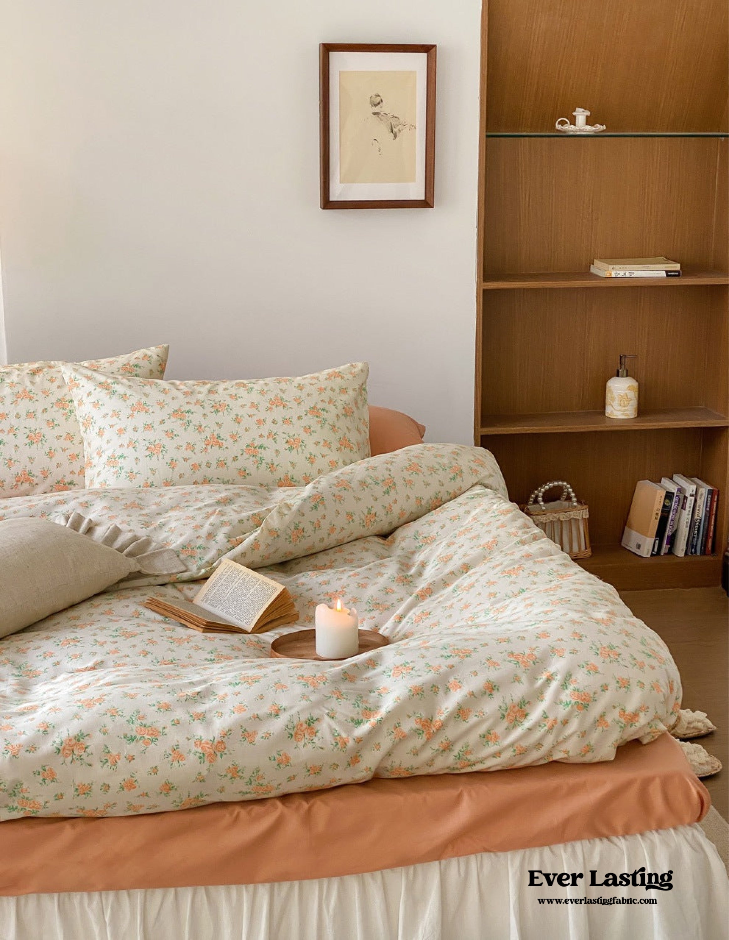 Blossom Floral Bedding Set - White Pink