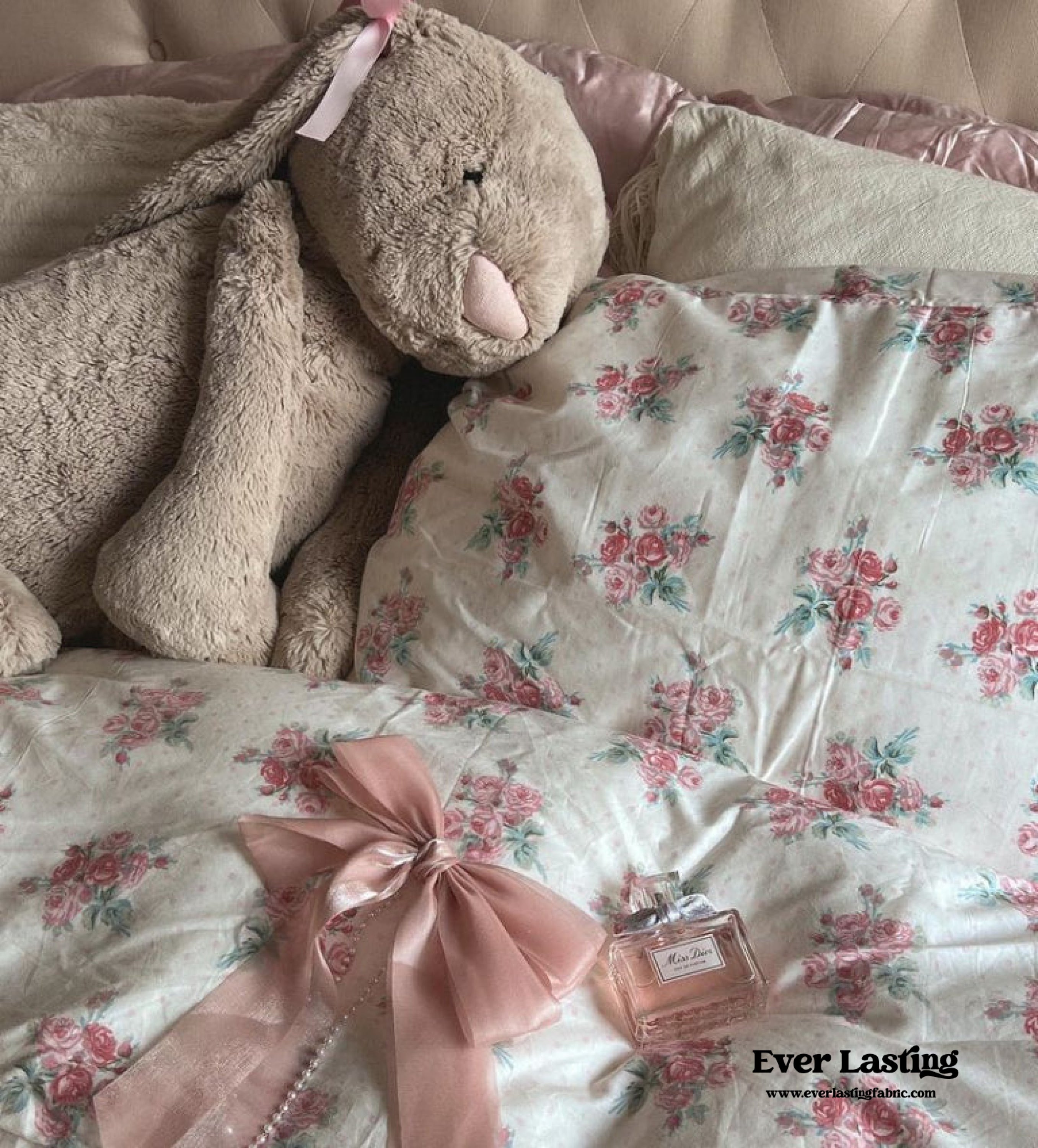 Blossom Floral Bedding Set - White Pink