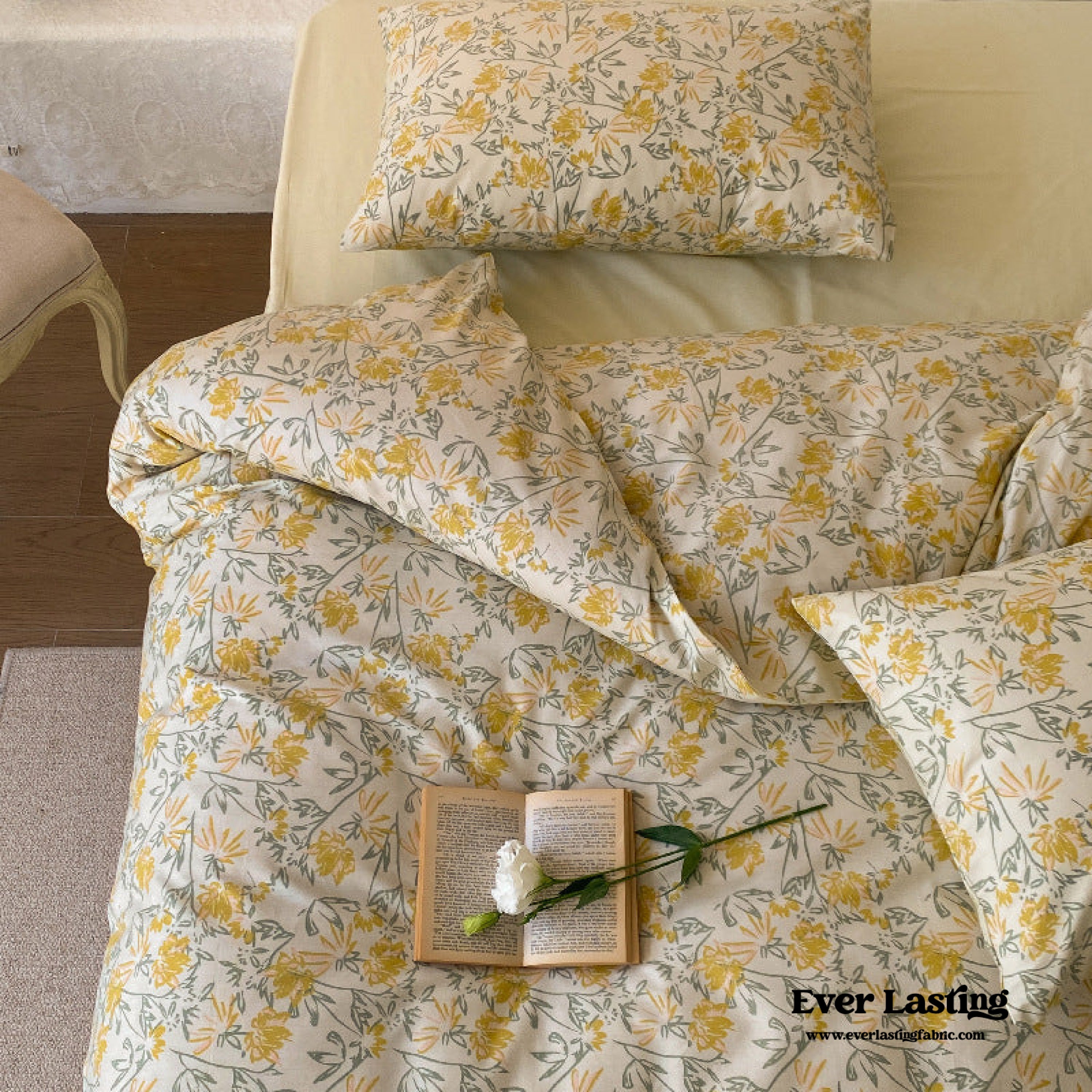 Blossom Floral Bedding Set - White Pink