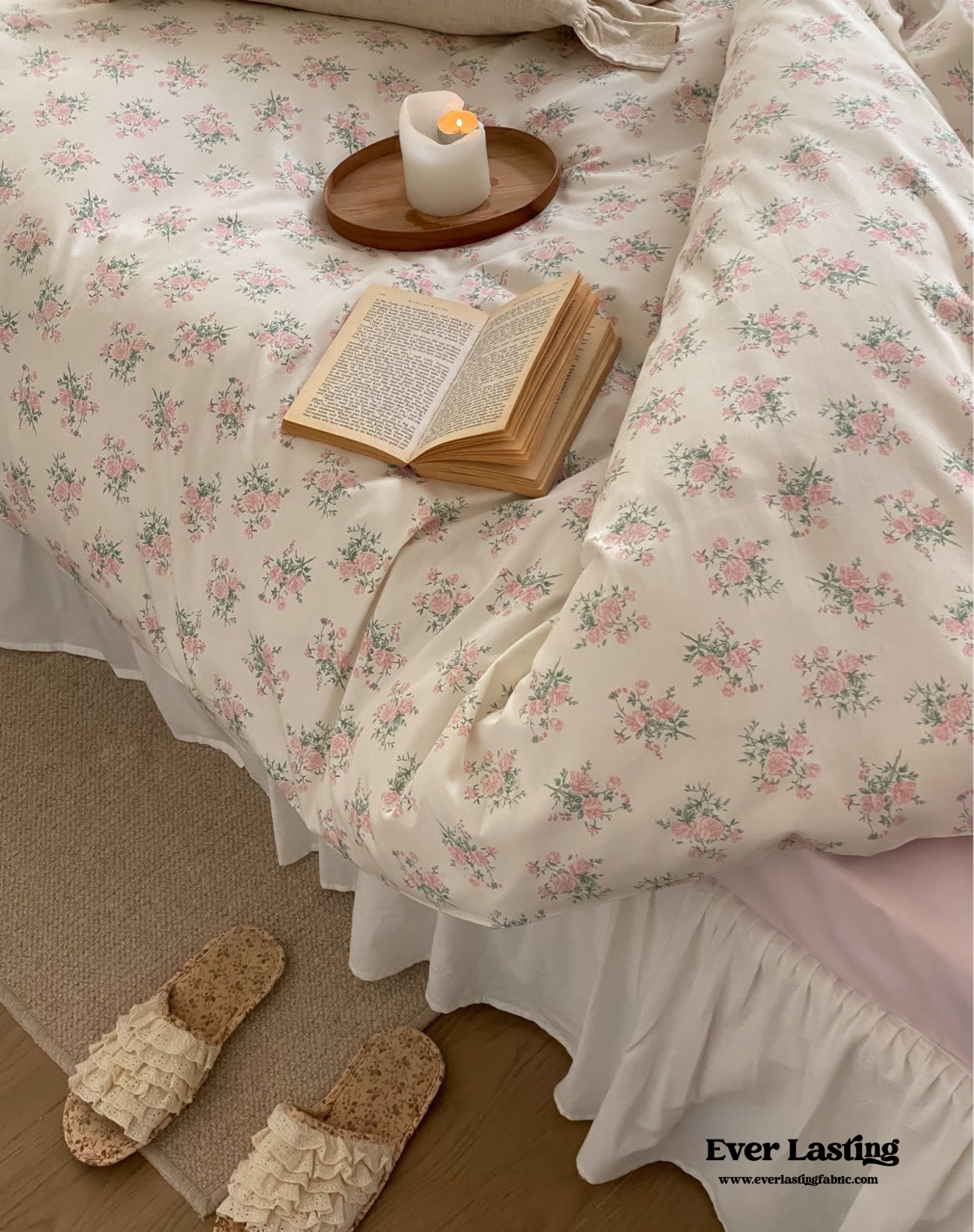 Blossom Floral Bedding Set - White Pink