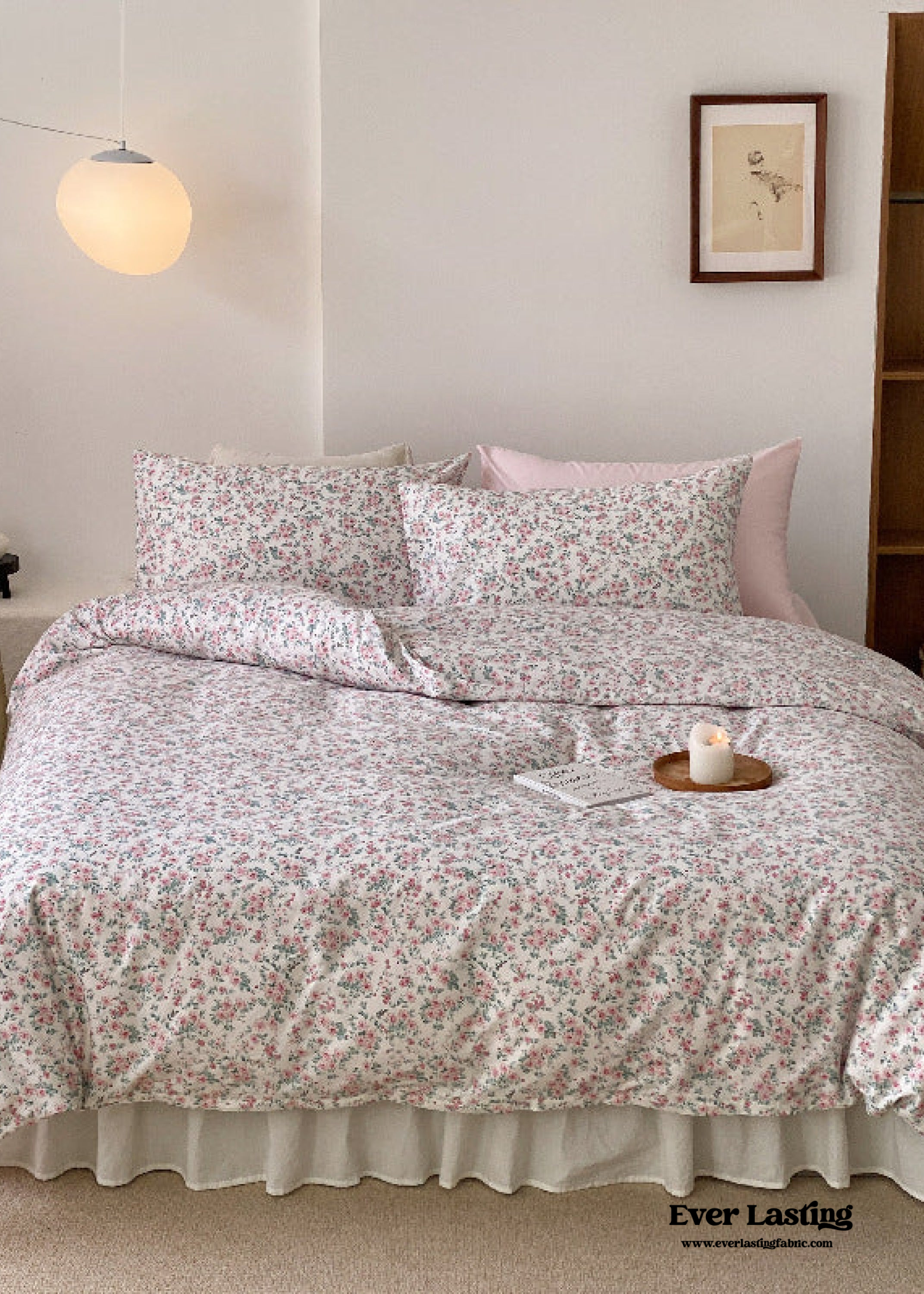 Blossom Floral Bedding Set - White Pink