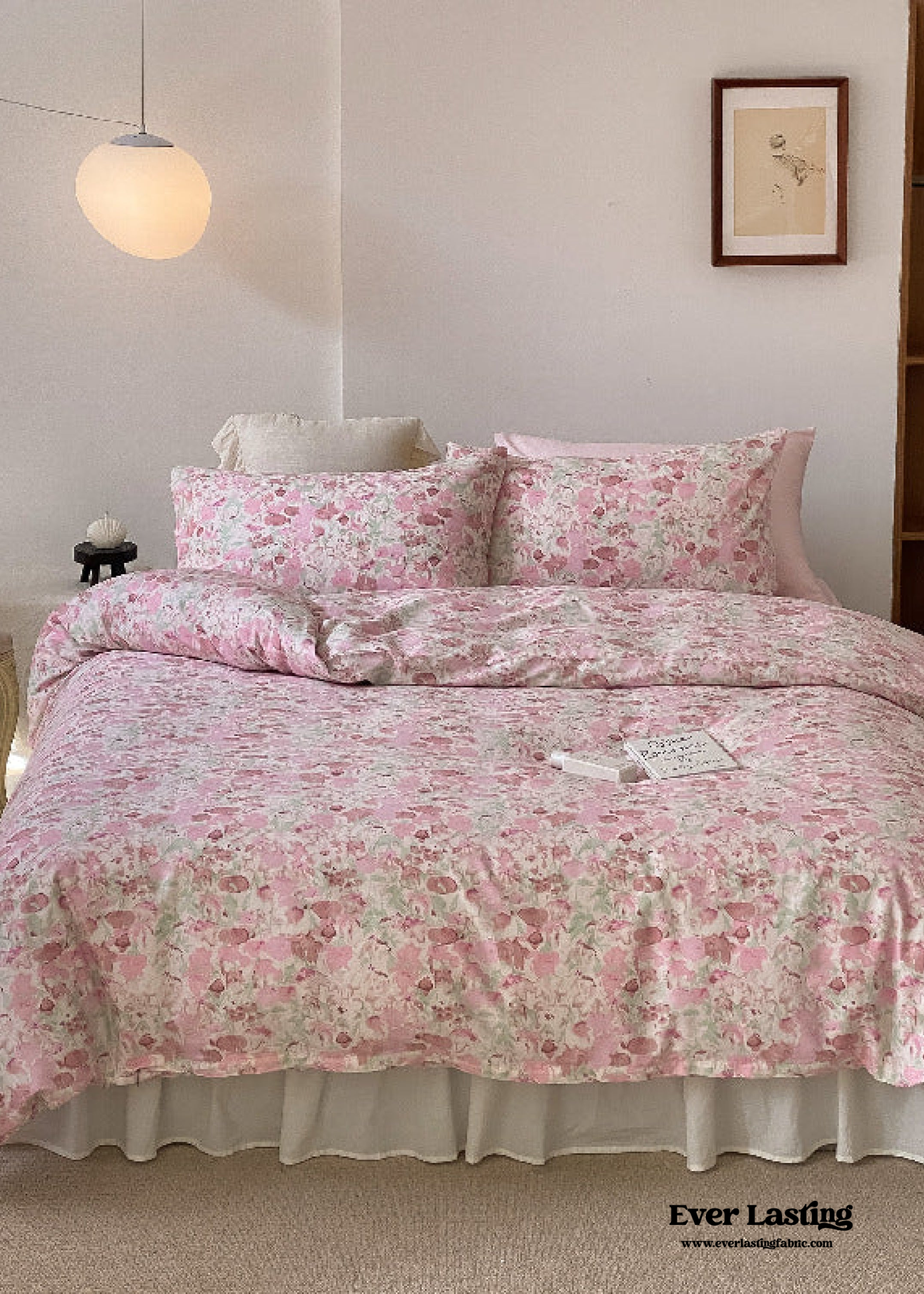 Blossom Floral Bedding Set - White Pink