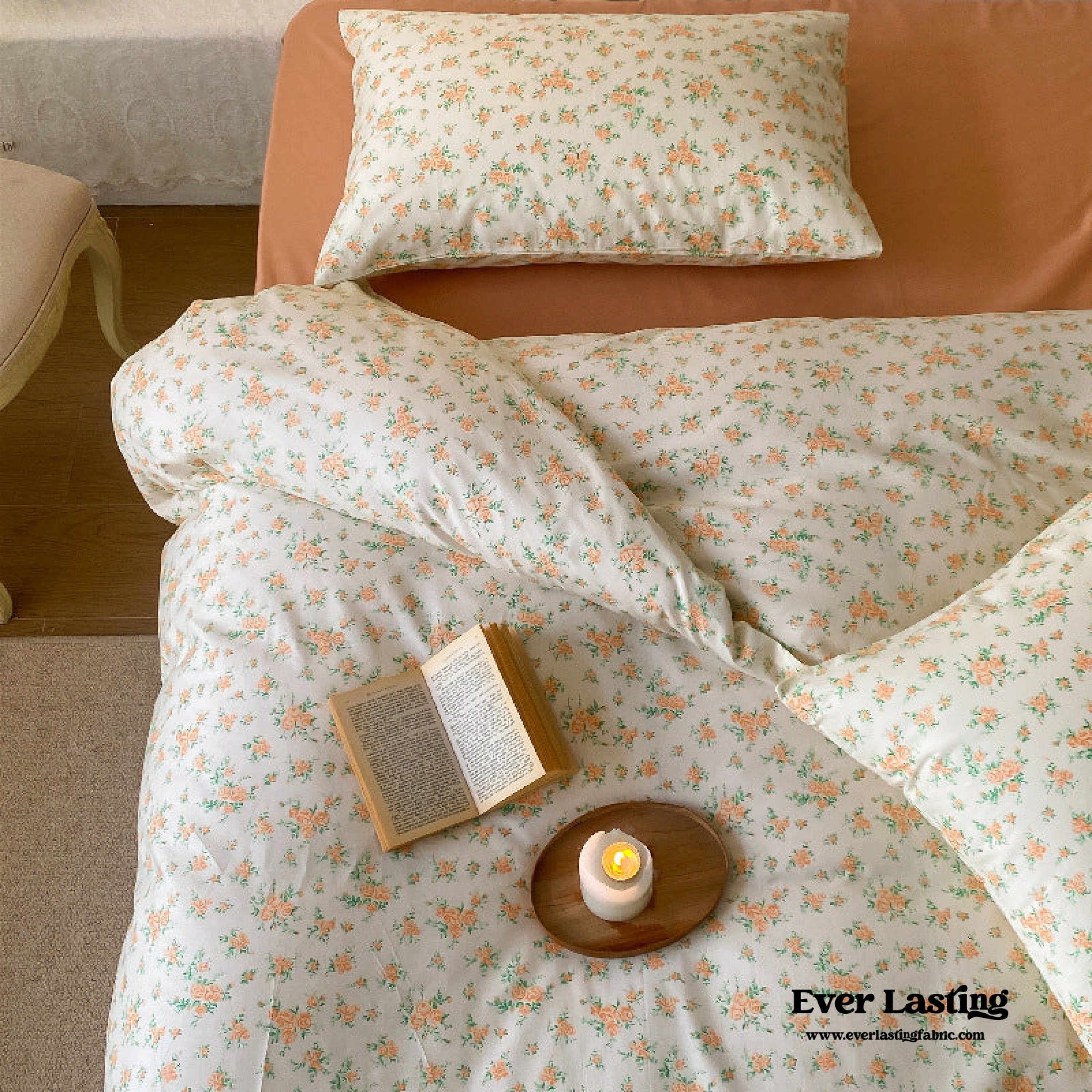 Blossom Floral Bedding Set - White Pink