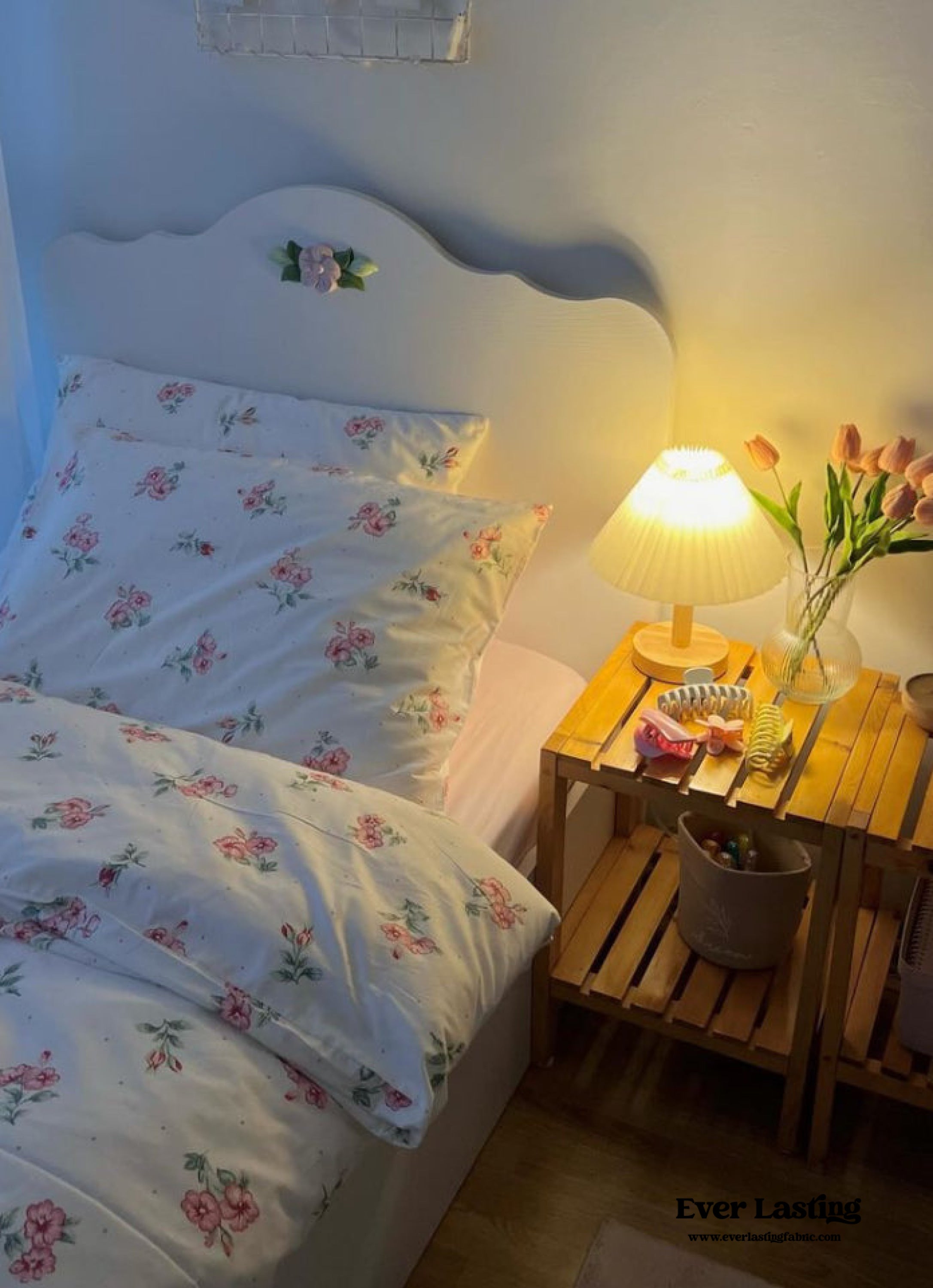 Blossom Floral Bedding Set - White Pink