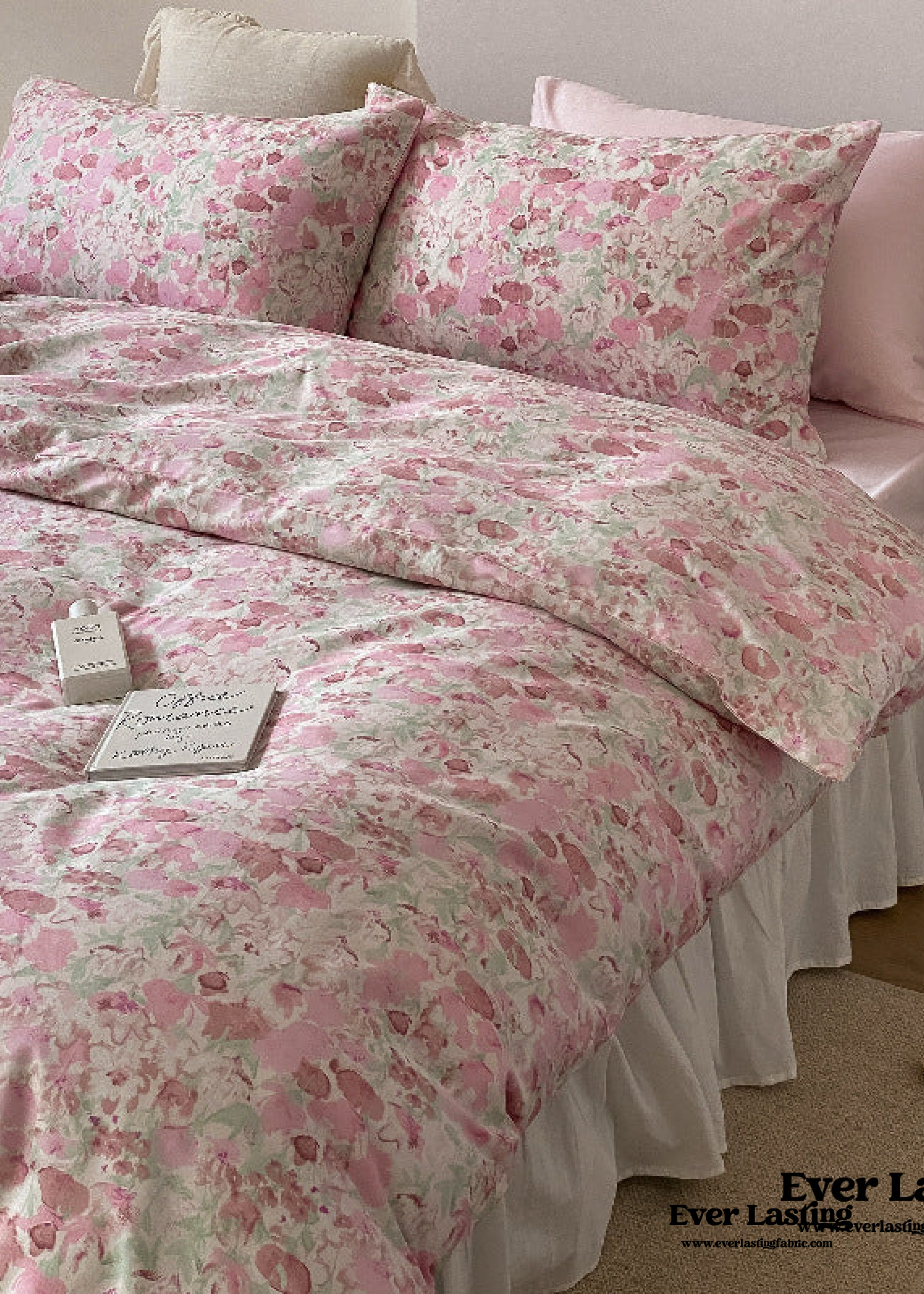 Blossom Floral Bedding Set - White Pink